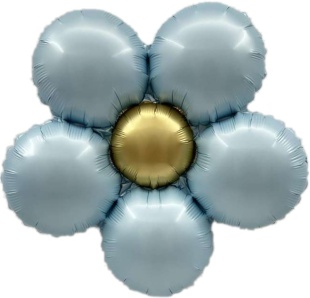 Шар Х 18" Цветок, Ромашка (надув воздухом), Голубой, Сатин