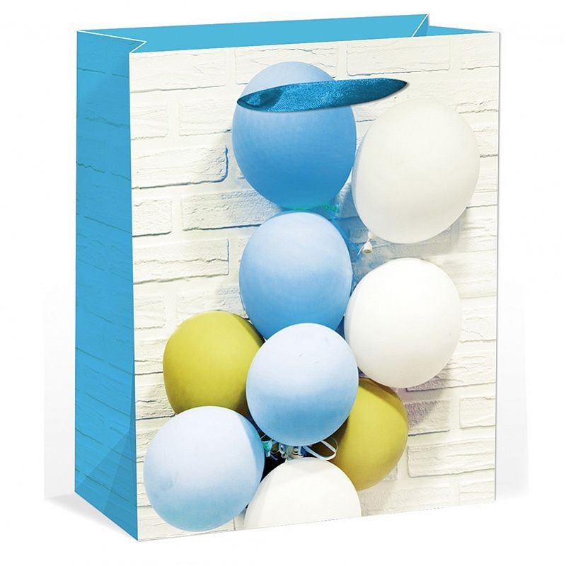 Пакет подарочный, Микс шаров, голубой, 26*32*10 см