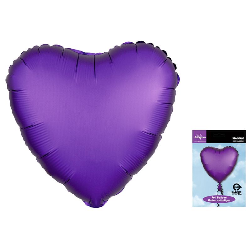 Шар А 18" Сердце, Фиолетовый, Сатин Люкс, в упаковке