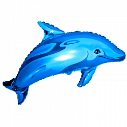 Шар Х Фигура, Дельфинчик, Синий, 1 шт.(33''/84 см) 