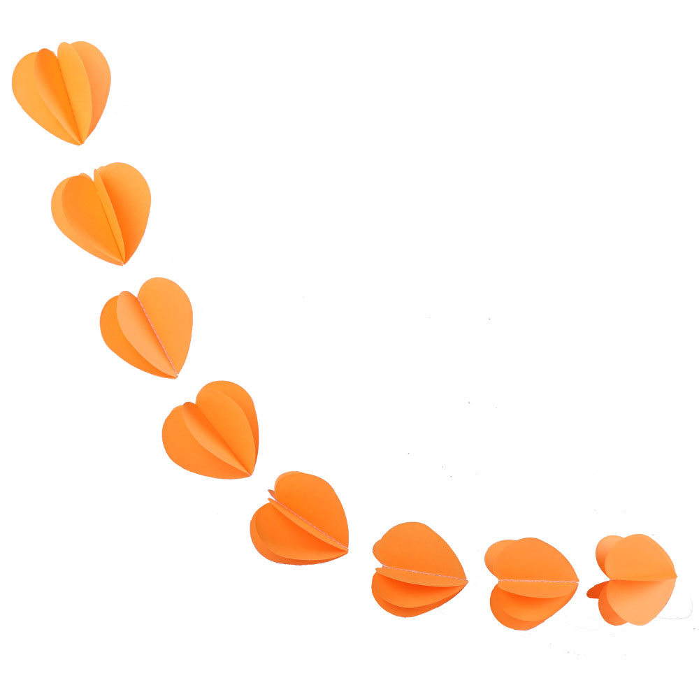 Гирлянда "Сердечки" Светло-Оранжевая, 5,5 см. х2,2 м./Мо