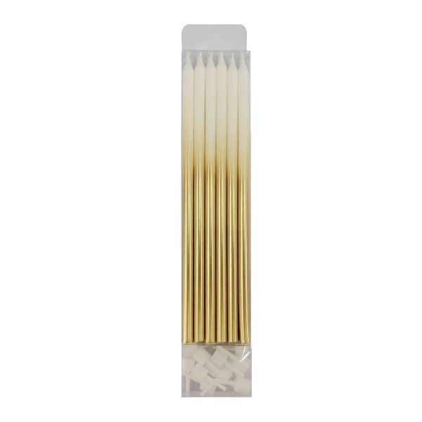Свечи Металлик White & Gold 15 см с держателями 12 шт./ПБ