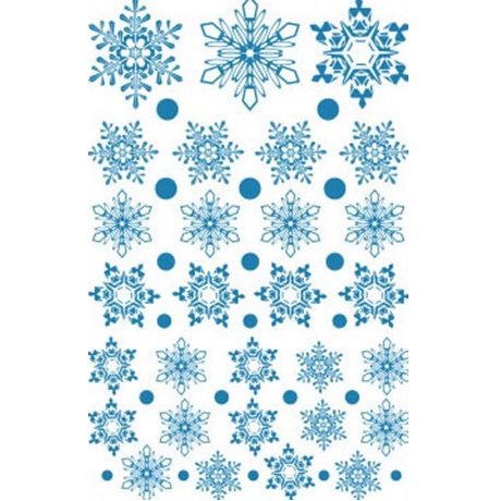 Наклейки Снежинки, 20*30 см, Голубой, 1 лист. /ДБ