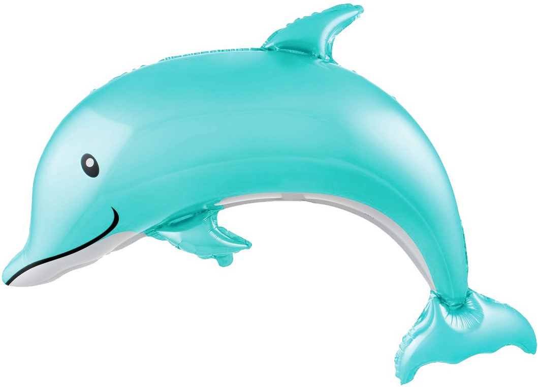 Шар Х Фигура, Счастливый дельфин, Бирюзовый, 46"/117 см
