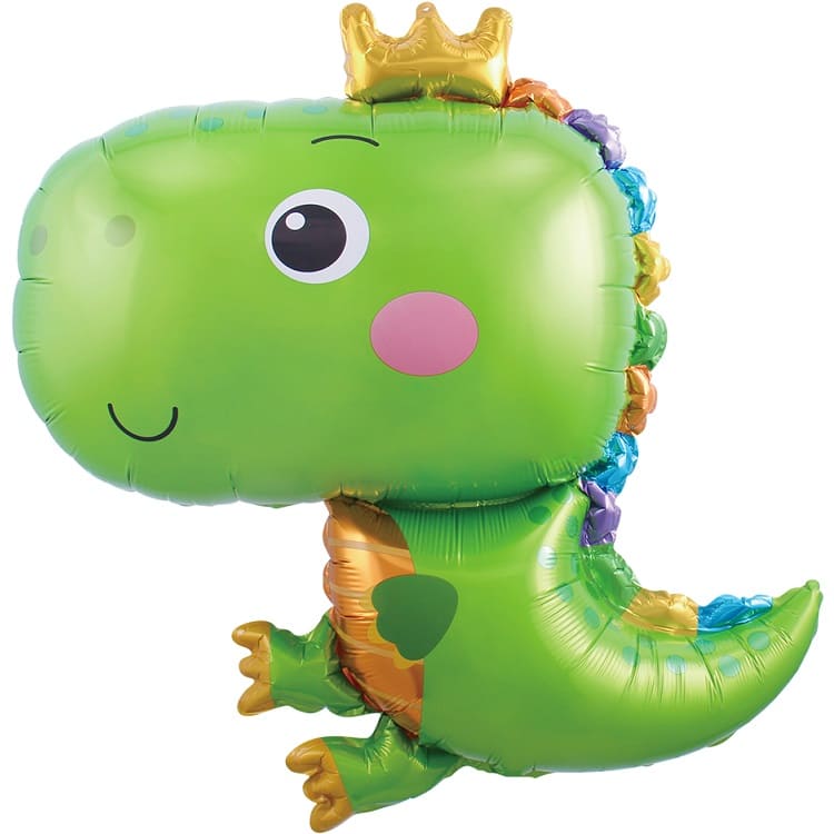 Шар Х Фигура, Динозаврик в короне, Зеленый, 1 шт. 32"/81 см, 