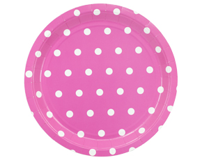 Тарелка Горошек Ярко-Розовая 23 см, 6 шт /ВЗ