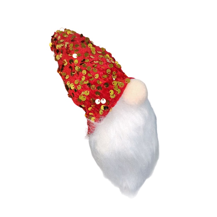 Гном интерьерный большая борода в красной шапке с золотыми пайетками, 26 см /Сф